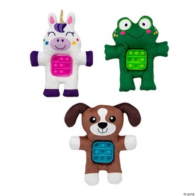 Plush Pop! Lotsa Pops Popping Toys Stuffed Animal Frog Unicorn Dog - 12 Pc.