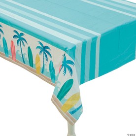 108" x 54" Surf Party Rectangle Disposable Plastic Tablecloth