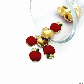 50 Pcs Red Enamel and Gold Apple Charms