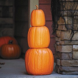 22 3/4" Nested Orange Plastic Pumpkins Halloween Decoration