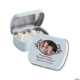 Custom Photo Scrollwork Wedding Mint Tins - 24 Pc.