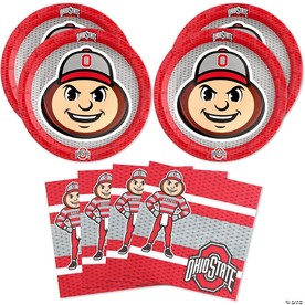 Havercamp Ohio State University Party For 16! Set Includes 16 Appetizer Plates & 16 Party Napkins. Feature Brutus At Your Tailgate, Football Party, Birthday