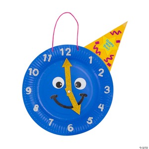 New Year's Clock Paper Plate Sign Craft Kit - Makes 12