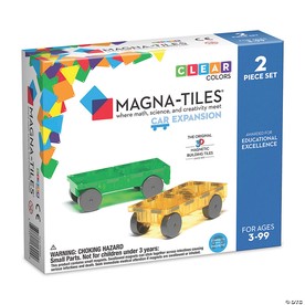 MAGNA-TILES® Cars – Green & Yellow 2-Piece Magnetic Construction Set, The ORIGINAL Magnetic Building Brand