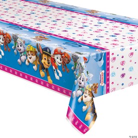 Adorable Paw Patrol Pink Plastic Tablecloth - 1 Pc.