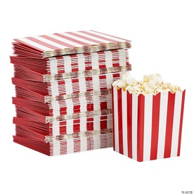 100 Pack Red and White Mini Popcorn Boxes for Party, Bulk Paper Popcorn Containers for Movie Night Decorations, 3 x 4 In