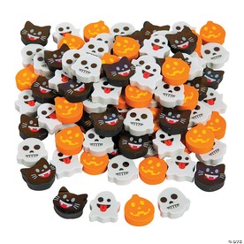 3/4" Bulk 144 Pc. Mini Halloween Face Emoji Eraser Assortment