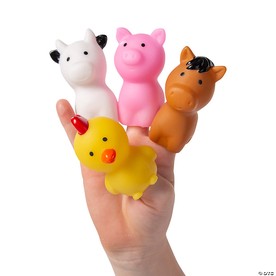 Mini Farm Animal Pig, Cow, Horse, Chicken Finger Puppets - 12 Pc.