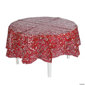 82" Red Bandana Round Plastic Tablecloth
