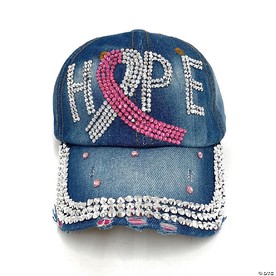 Breast Cancer Awareness Hope Crystal Bling Cap Rhinestone Baseball Hat