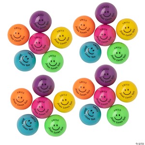 Mega Bulk 96 Pc. Mini Smile Jesus Loves You Bouncy Balls