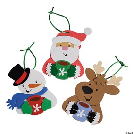 4" x 6" Holiday Characters Drinking Cocoa Christmas Ornament Craft Kit - Makes 12