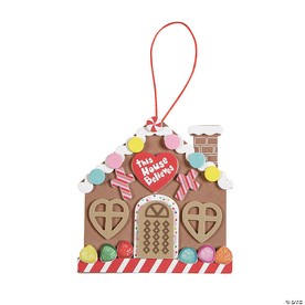 4" Religious This House Believes Gingerbread Christmas Ornament Foam Craft Kit - Makes 12