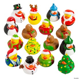 2" Bulk 48 Pc. Christmas Character & Animal Rubber Ducks Assortment