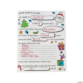 8 1/2" x 11" Bulk 50 Pc. Color Your Own Fill-in-the-Blanks Letters To Santa
