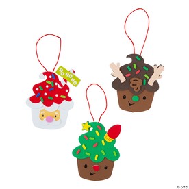 3 1/4" x 4" Christmas Cupcake Characters Ornament Craft Kit - Makes 12