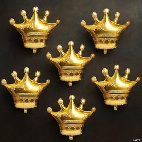 Gold Crown Foil Balloons, Party Decorations 6-Piece for Birthdays, Weddings & Bridal Showers