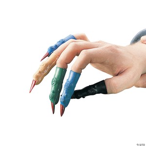 3" Bulk 72 Pc. Creepy Solid Color Vinyl Martian Fingers with Red Nails