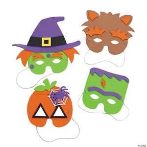 9 3/4" Halloween Characters Half Mask Foam Craft Kit - Makes 12