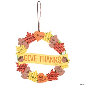 8 1/4" Multicolor Fall Leaves Wreath of Thanks Craft Kit – Makes 12