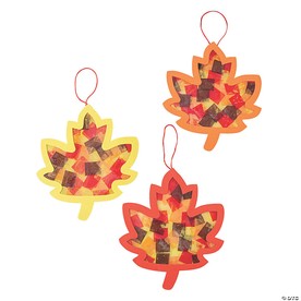 9" Fall Leaf Tissue Paper Hanging Ornament Craft Kit - Makes 12