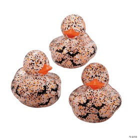 2" Halloween Orange & Black Glitter & Black Bats Rubber Ducks - 12 Pc.
