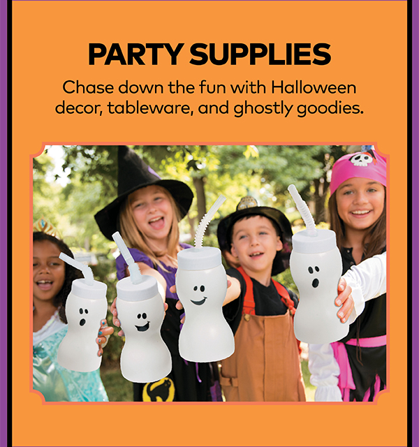 Party Supplies. Chase down the fun with Halloween decor, tableware, and ghostly goodies.