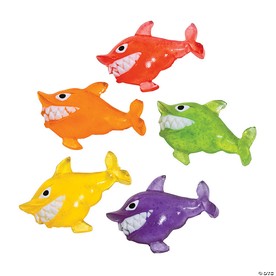 Red, Yellow, Orange, Green & Purple Shark Gummy Candy - 38 Pc.