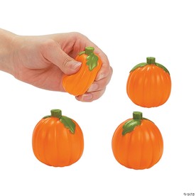 2" Mini Pumpkin-Shaped Orange Foam Stress Toys - 24 Pc.