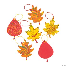 5 1/4" Rainbow Colors Magic Color Scratch Fall Leaves - 24 Pc.