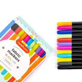 Incraftables Fabric Markers Permanent for Clothes No Bleed 12 Colors Best for Kids Adults Non-Toxic Laundry Crafts Tote Bags Sho