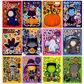 Wrapables Make Your Own Halloween Stickers, DIY Make a Face Stickers (24 Sheets), Trick or Treat