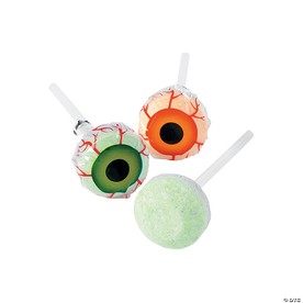 1" Eyeball Print Assorted Tart Fruit-Flavored Lollipops - 46 Pc.