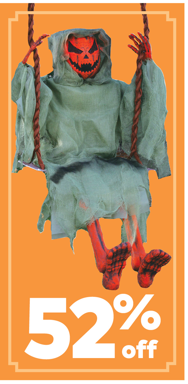 Hanging Dead Pumpkin Reaper on Swing
