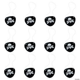 2 1/2" Skull & Crossbones Black Felt Pirate Eye Patches - 12 Pc.