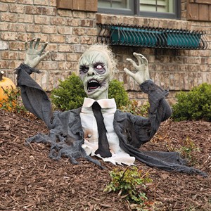 18" x 55" Groundbreaker Zombie with Lights & Sound Halloween Decoration