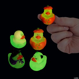 1" Mini Glow-in-the-Dark Vinyl Halloween Rubber Ducks - 24 Pc.