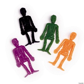 Halloween Stretch Black, Orange, Green & Purple Skeletons - 36 Pc.