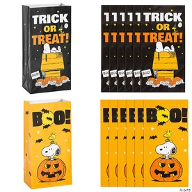 5 1/4" x 10" Peanuts® Snoopy & Woodstock Halloween Paper Treat Bags - 12 Pc.