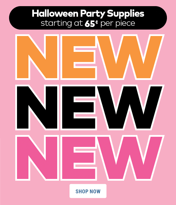 New Halloween Party Supplies starting at 65 cents per piece