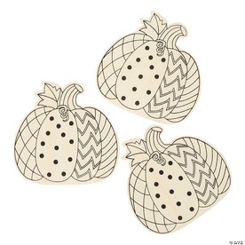 5" x 5" Color Your Own Wood Patterned Pumpkins - 12 Pc.