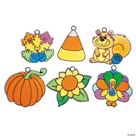 4 1/2" Fall Plants & Creatures Clear Plastic Suncatchers - 24 Pc.
