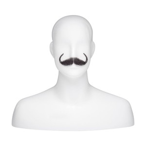 Adults Handlebar Human Hair Mustache - Black 1