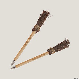 7 1/2" Personalized Halloween Wooden Witches’ Broom Pens - 12 Pc.
