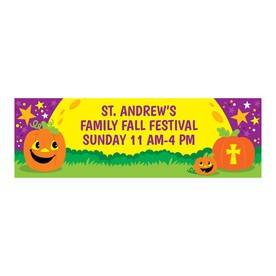 72" x 23" Personalized Christian Pumpkin Vinyl Banner – Medium