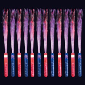 15" Confetti Print Pattern Fiber Optic Light-Up Wand Toys - 12 Pc.