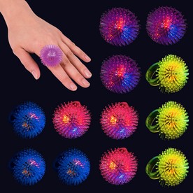 1 3/4" Pink, Purple, Blue & Yellow Flashing Spike Rings - 12 Pc.