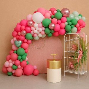 Spring Green Pink Balloons Arch Set 147pcs with Heart Foils for Shower or Wildflower Party