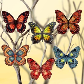 Summer Butterfly Wooden Decorative Clip-On Ornaments Set Of 6 By G.Debrekht