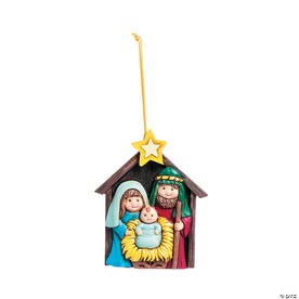 3 1/4" Nativity Mary, Joseph and Baby Jesus Resin Christmas Ornaments - 12 Pc.